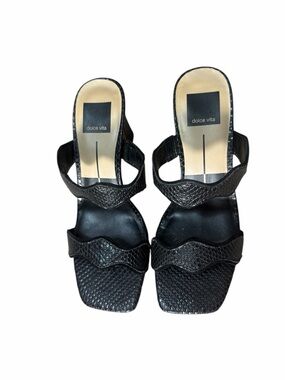 Dolce Vita Black Textured Wavy Strap Heels